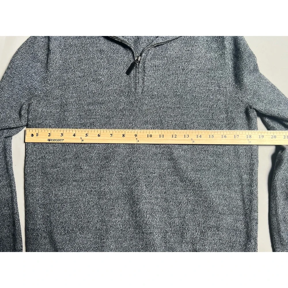 Artifact Gray Merino Wool Knit 1/4 Zip Mock Neck Pullover Sweater Men's Large